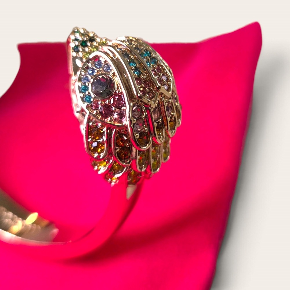 Kurt Geiger London Eagle Head Bangle Gold Tone Multi Color Crystal Bracelet NEW - Picture 5 of 9
